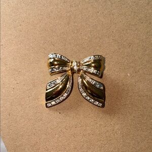 Elegant Gold and Silver Bow Brooch